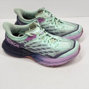 Hoka Speedgoat 5 Sneaker Lace Up Green Textile Trail Lightweight Size 6.5